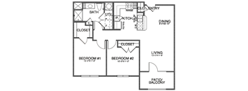 a floor plan of a house with bedrooms and baths and a garage