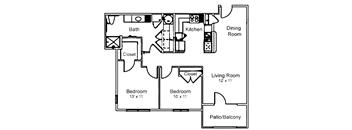 a floor plan of a house with a living room and a dining room