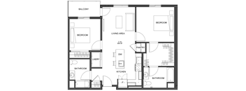 a floor plan of a house with a bedroom and a living room