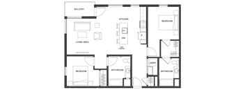a floor plan of a house with a bedroom and a living room
