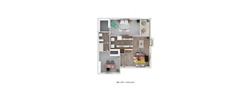 A 2BR, 1BTH apartment is 816 square feet.
