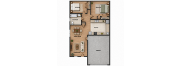 A floor plan of a house with labeled rooms including a garage.