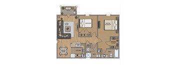 A detailed floor plan of a house showing the layout of the bedrooms, bathrooms, kitchen, and living areas.
