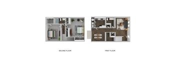 A diagram comparing the layout of a second floor to a first floor.