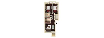 A diagram of a dollhouse with a cut out showing the inside.