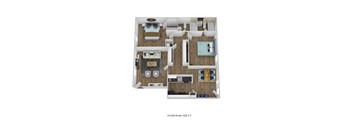 2 bed 2 bath floor plan B at Azure Place Apartments, Tennessee, 38118