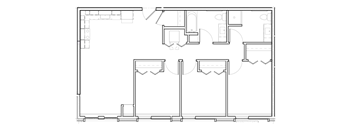 a floor plan of a small house with a bedroom and a living room
