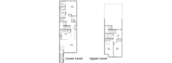 the floor plans for the two story house include a lower level and an upper level
