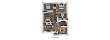 3 bed 2 bath floor plan at Azure Place Apartments, Memphis, TN, 38118