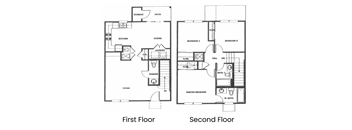 the floor plans for the first and second floors of a house