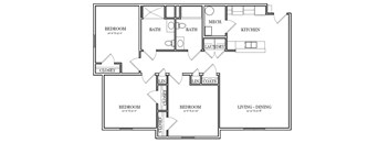 A black and white image of a floor plan for a house.
