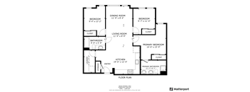 A black and white image of a floor plan for a home.