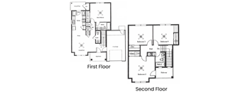 the floor plan for the first and second floors of a house