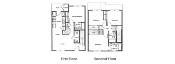 the floor plans for the first and second floors of a house