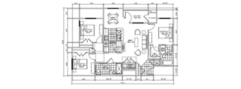 a floor plan of a house with some furniture