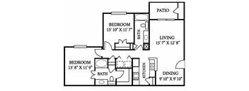A black and white image of a house floor plan.
