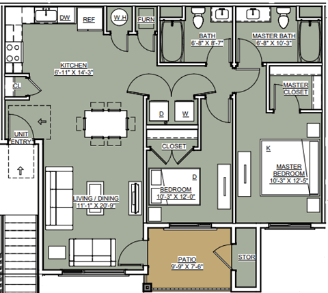organisation sector, bedrooms and baths
