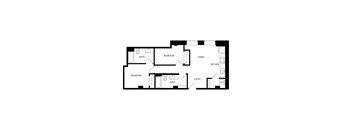 A black and white image of a floor plan of a house.