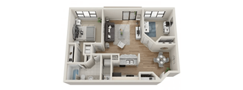 a 3d drawing of the upper floor of a house