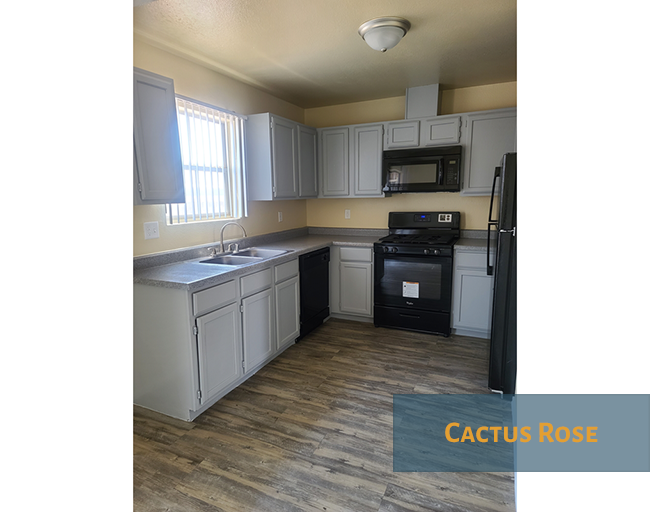 A kitchen with Cactus Rose written on the bottom right.