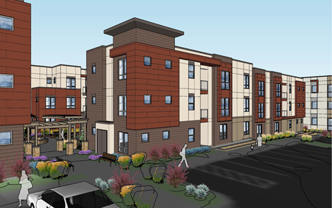 a rendering of the proposed apartment building for a city