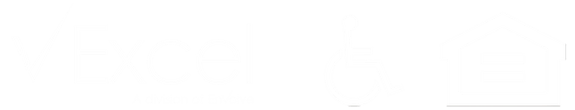 The image features the logo for "V Excel" along with a wheelchair and a house icon.