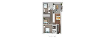 a 1 bedroom floor plan with a bathroom and a living room