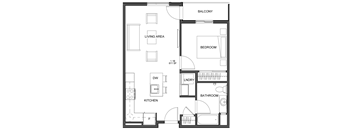 a floor plan of a small house with a bedroom and a living room
