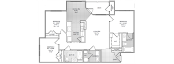 the plan of the second floor of the house showcasing the floor plans of both bedrooms