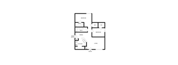 A black and white floor plan of a house with labeled rooms.