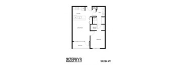 a floor plan of a small house with a bedroom and a living room