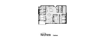 the floor plan of arches 3 bedroom apartment