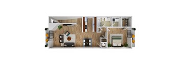 1 Bed 1 Bath Floor Plan at Osage Creek, Arkansas, 72756