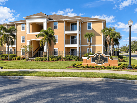 A large apartment complex called Park Terrace is shown in the image.