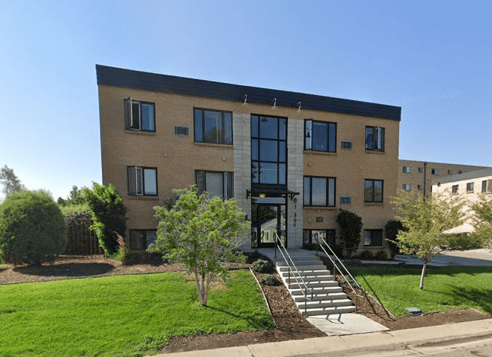 a building with a staircase in front of it