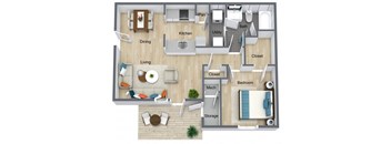 a1 floor plan  1 bedroom with 2 baths  119