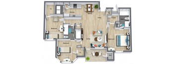 3 bedroom floor plan  the residences at