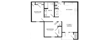 A black and white image of a floor plan for a house.