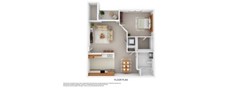a stylized floor plan of a 1 bedroom floor plan