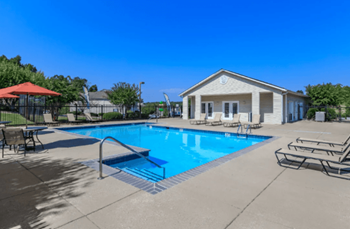 our apartments have a pool and lounge chairs