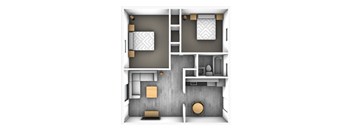 2 Bedroom 1 Bath Floor Plan at The Junction, Memphis, TN
