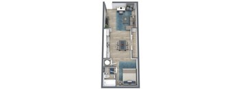 1 Bedroom Floor Plan at The Courts Midtown, Memphis, 38104