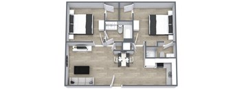 2 Bedroom Floor Plan at The Junction, Memphis, TN