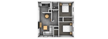 2 Bed 1 Bath Floor Plan at The Junction, Memphis, TN, 38111