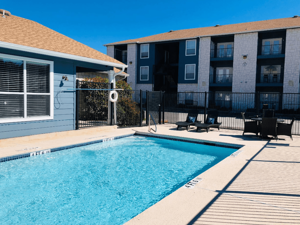 our apartments have a large swimming pool in front of our building