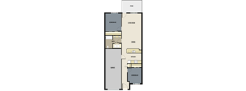 A floor plan of a house with labeled rooms such as Bedroom #2, Living Room, Bath, Dining, Kitchen, and Garage.