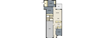 A floor plan of a house with labeled rooms such as Bedroom #2, Bath, Dining, Living Room, Kitchen, Garage, and Patio.