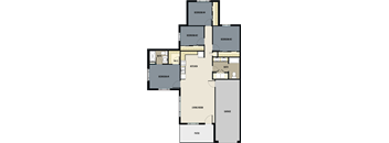 A floor plan of a house with labeled rooms such as Bedroom #1, Kitchen, Living Room, and Bath.
