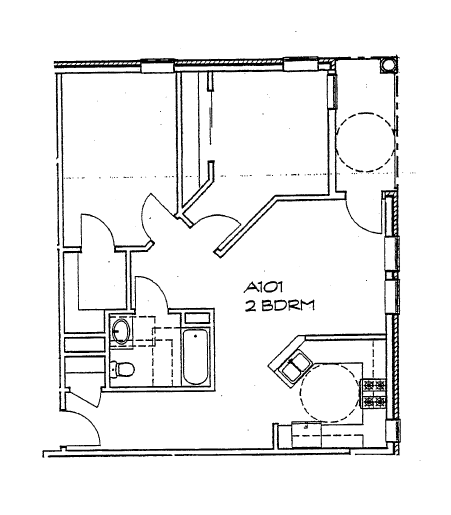 A floor plan of a room with a 2 bedroom designation.