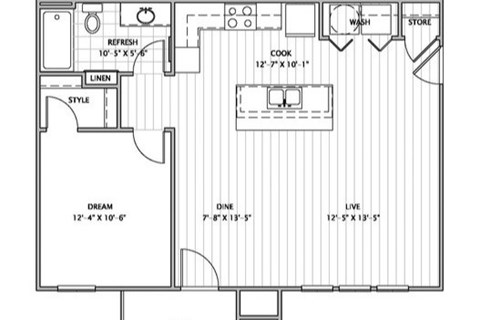 A black and white image of a floor plan for a house.